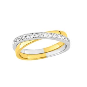 Alliance bicolore et diamants