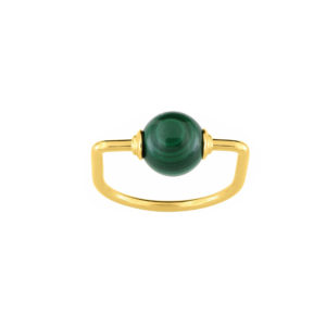 Bague plaqué or et malachite
