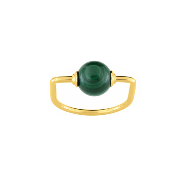 Bague plaqué or et malachite
