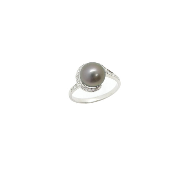 Bague or 750 perle Tahiti et diamants