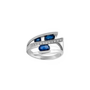 Bague or 750 saphirs et diamants