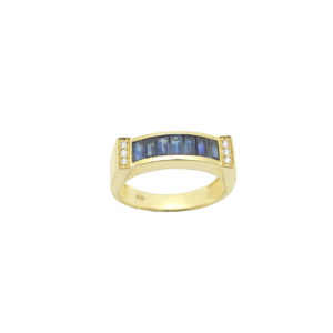 Bague or 750 saphirs et diamants
