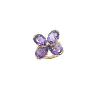 Bague or 750 et améthystes