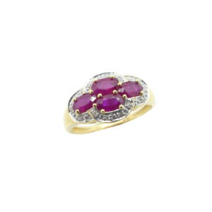 Bague or 750 rubis et diamants