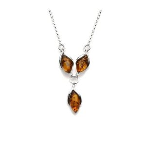 Collier argent et ambre