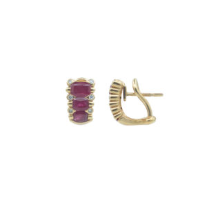 Boucles d’oreilles or 750 rubis et diamants
