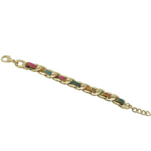 Bracelet plaqué or et cuir