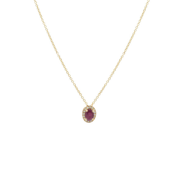 Collier or 750 rubis et diamants