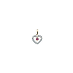 Pendentif or 750 rubis et oxydes de zirconium