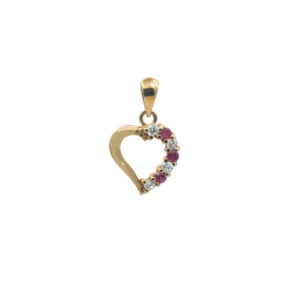 Pendentif or 750 rubis et oxydes de zirconium