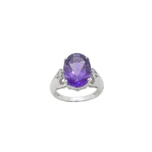 Bague or 750 et améthyste