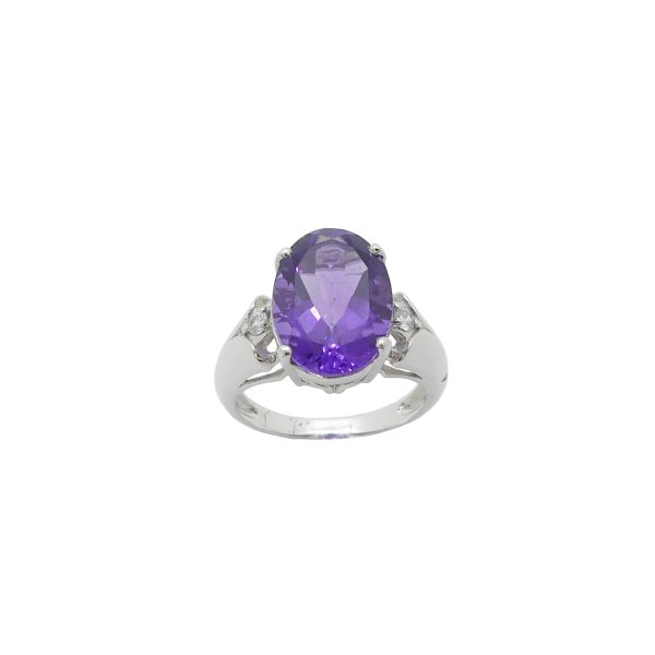 Bague or 750 et améthyste