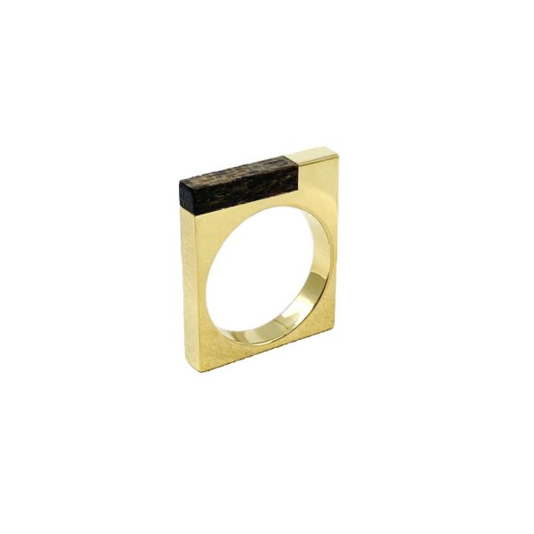 Bague plaqué or et bois de bocote